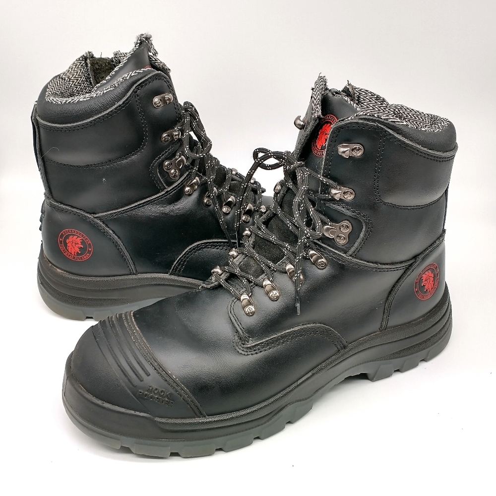 Rockrooster Black Steel Toe Leather Work Boots Men's Size 12 AK245Z
